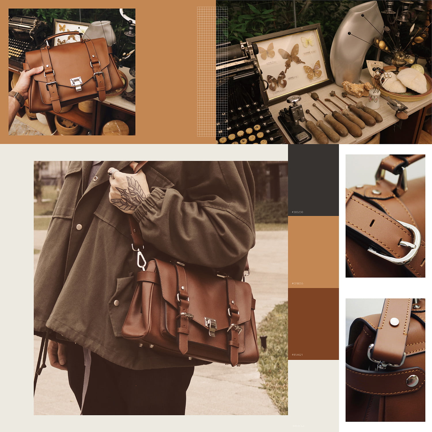 學院風側背包-吳軒手工皮包老師作品